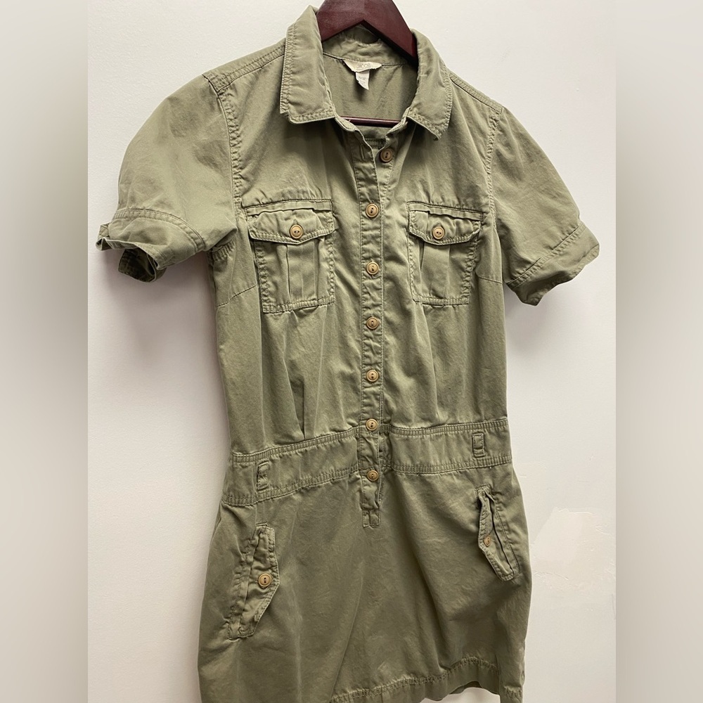 4 for $25 💚 Jacob Connexion Olive Green Utility Shirt Dress 💚 - 11/12 - Picture 2 of 7